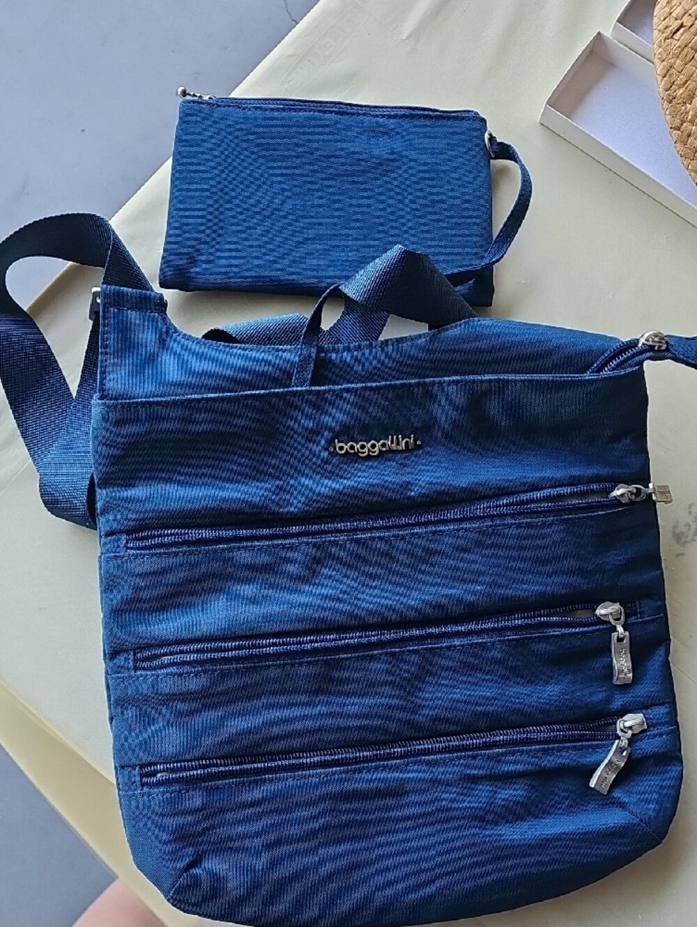 Baggallini Blue Triple-Zip Crossbody Bag - Picture 2 of 4